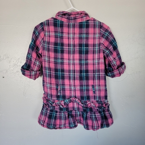 Pogo Club of NY Toddler Girl 3T Pink Plaid Quarter Sleeve Ruffle Hem Metallic - Picture 5 of 6